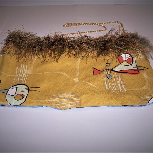 Retro Hip Chix Shoulder Bag Jean/MCM Fabric Funky - Picture 3 of 7